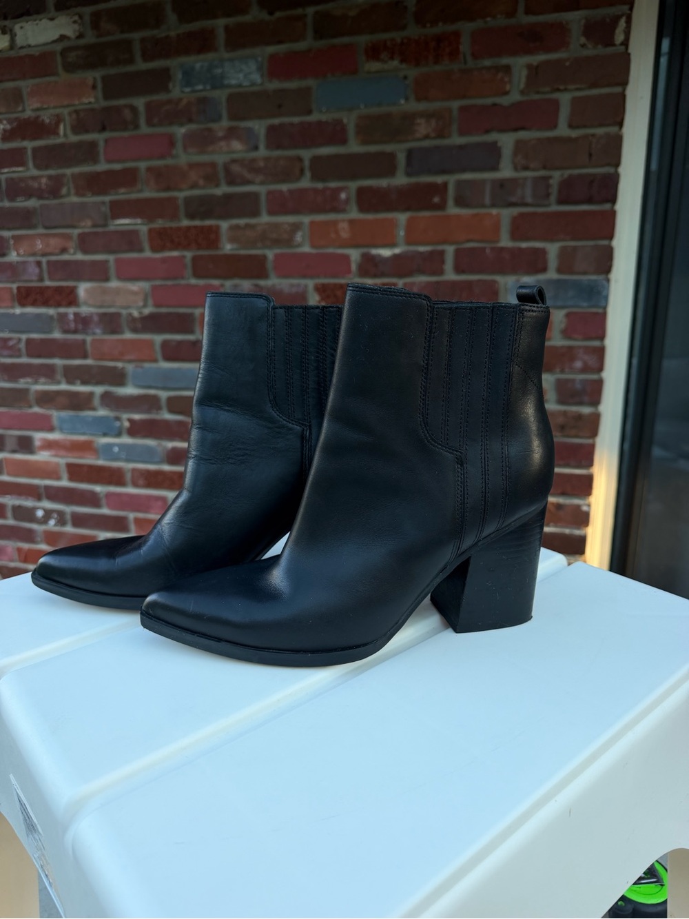 Marc Fisher Black Leather Block Heel Ankle Booties